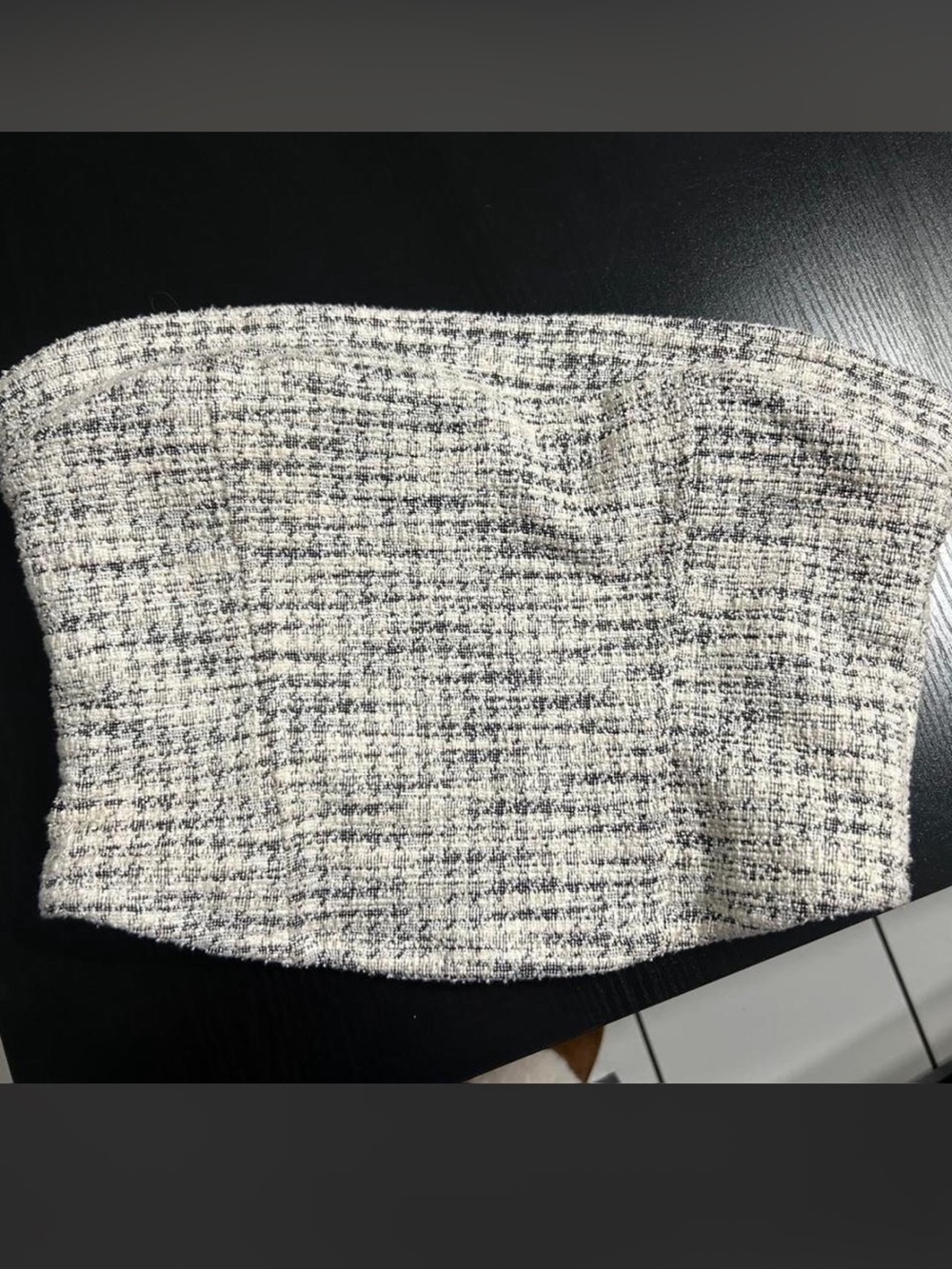 Altar'd State Cream and Black Tweed Crop Top